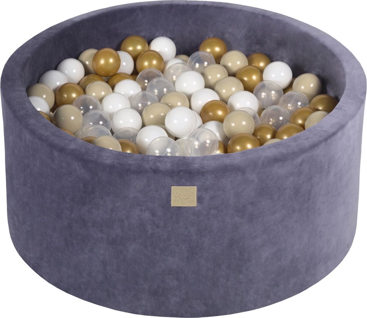 Ronde ballenbak VELVET 90x40 - Grijs-Blauw incl 300 ballen - Goud, Beige, Wit, Transparant |  je.nl